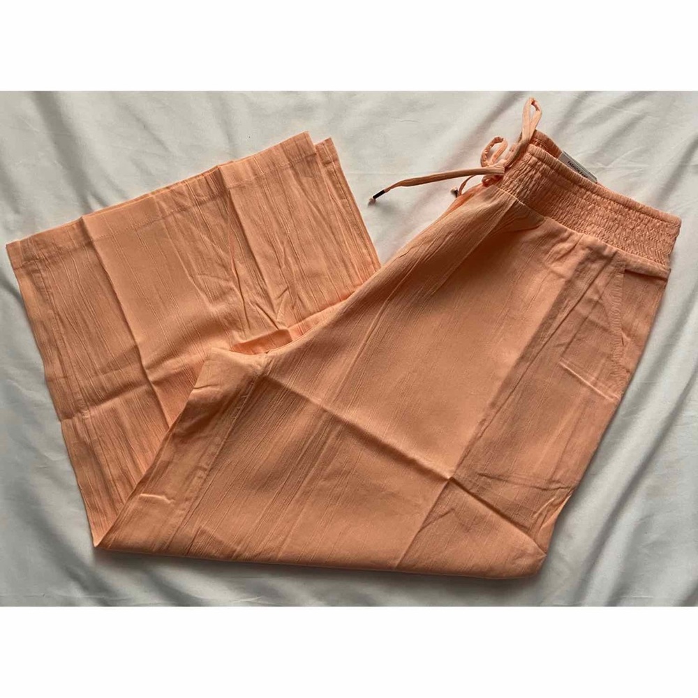 Style & Co. Plus Ankle Pants Wide Leg Mid-Rise Tie Waist Peach Size 0X 1X